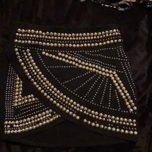 Gold black beaded mini skirt